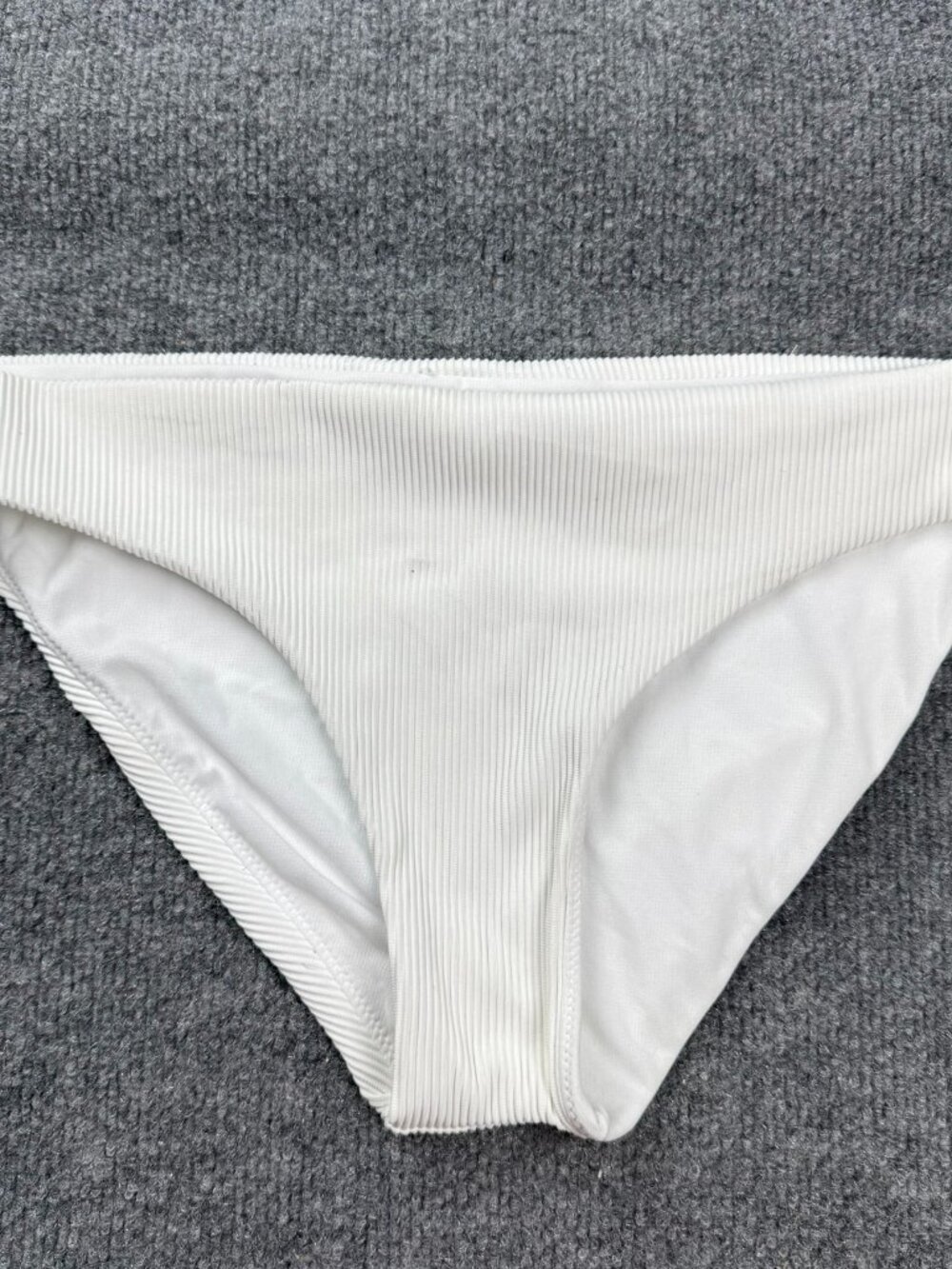 Roxy Womens Bikini Bottom Size L White Ribbed Knit Swimwear Swim Separates STAIN